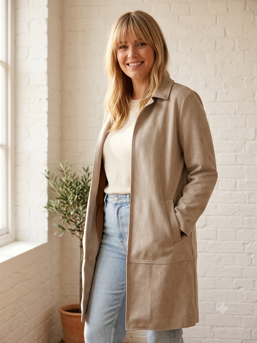 Philosophy size large camel tan trench coat